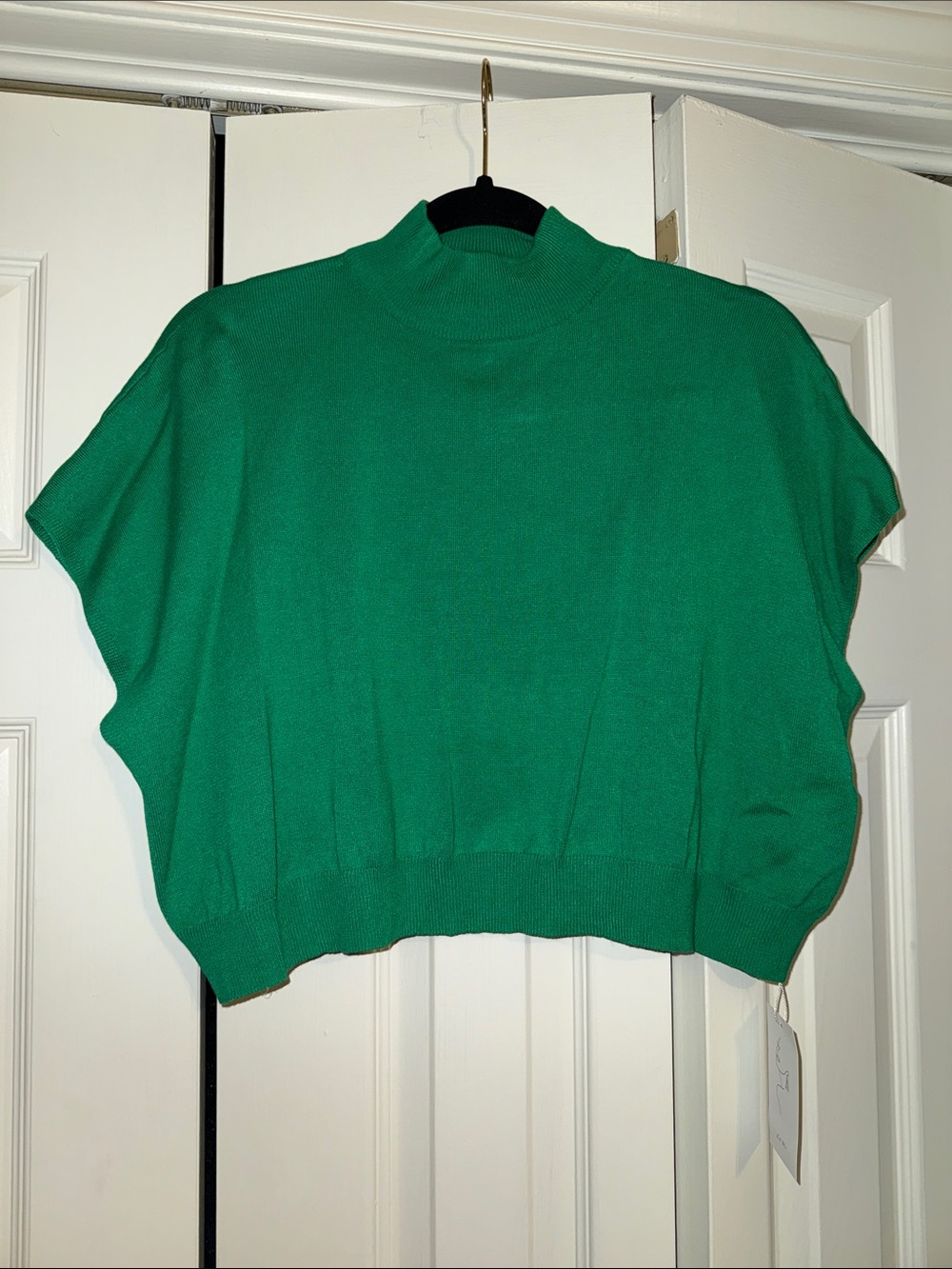 NWT Green Mock Neck Short Sleeve Sweater